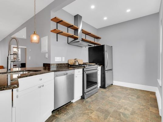 Interior, Kitchen, Pendant Lights, Recessed Lighting, Stainless Steel Appliances