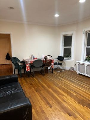 Dining room, Interior, Recessed Lighting, Wood Texture Flooring