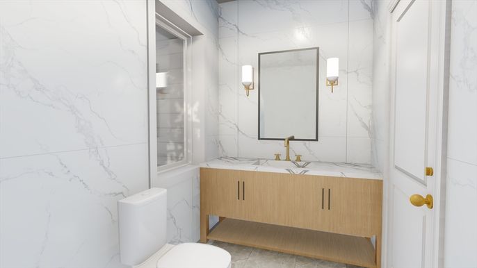 Bathroom, Interior, Marble Walls