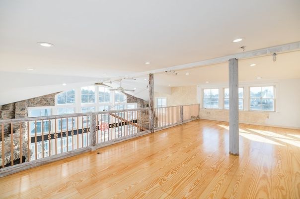 Interior, Recessed Lighting, Stone Walls, Wood Texture Flooring