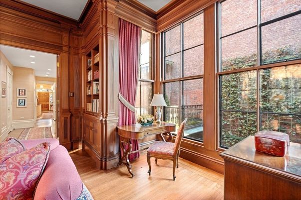Home Office, Interior, Recessed Lighting, Wood Texture Flooring, Wooden Walls