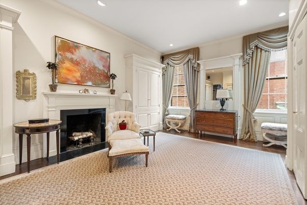 Fireplace, Interior, Recessed Lighting, Wood Texture Flooring