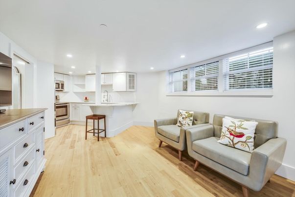 Interior, Kitchen, Living room, Recessed Lighting, Wood Texture Flooring