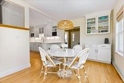 Dining room, Interior, Kitchen, Pendant Lights, Recessed Lighting, Wood Texture Flooring