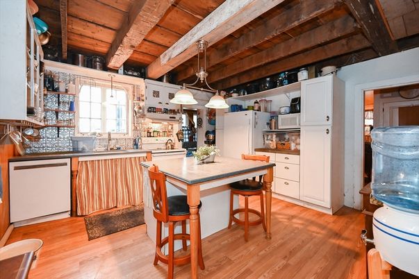 Interior, Kitchen, Pendant Lights, Wooden Beams, Wooden Ceilings, Wood Texture Flooring