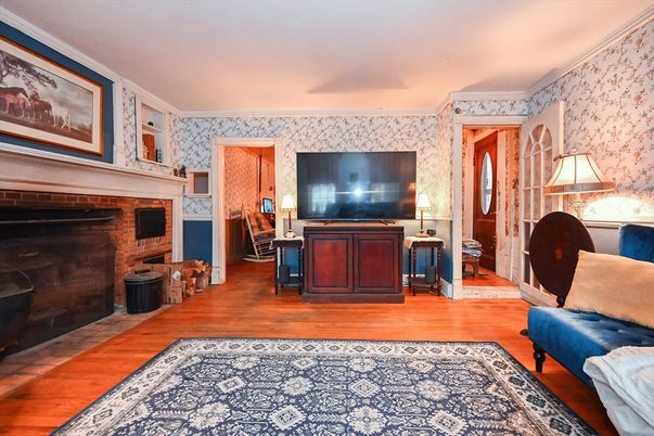 Fireplace, Interior, Stone Walls, Wood Texture Flooring