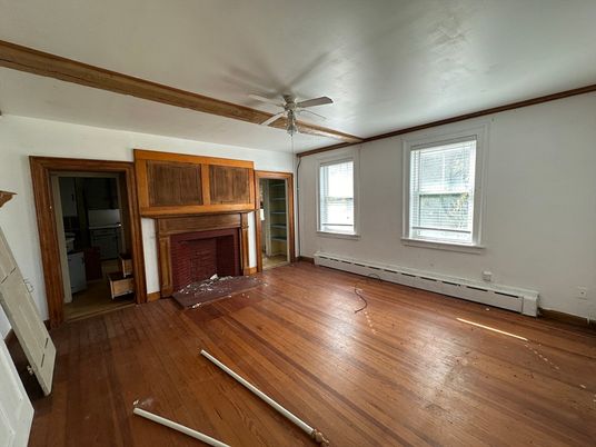 Empty room, Fireplace, Interior, Wood Texture Flooring