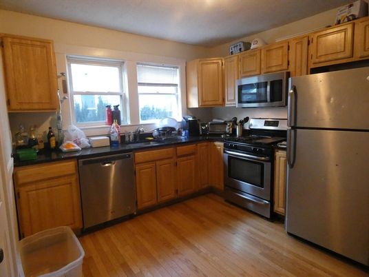 Interior, Kitchen, Stainless Steel Appliances, Wood Texture Flooring