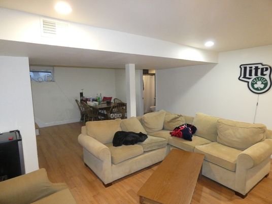 Dining room, Interior, Living room, Recessed Lighting, Wood Texture Flooring