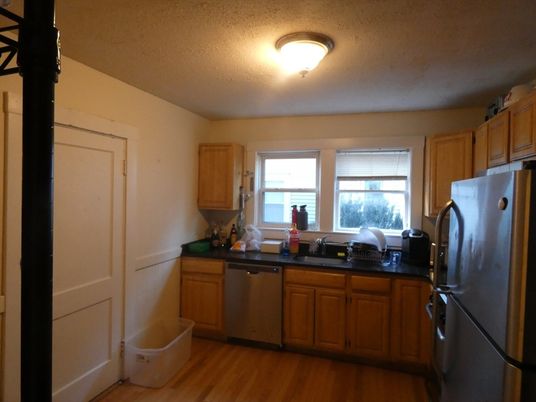 Interior, Kitchen, Stainless Steel Appliances, Wood Texture Flooring
