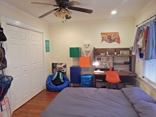 Bedroom, Home Office, Interior, Recessed Lighting, Wood Texture Flooring
