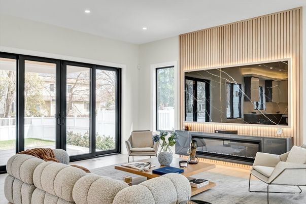 Fireplace, Interior, Living room, Recessed Lighting
