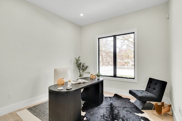Home Office, Interior, Recessed Lighting, Wood Texture Flooring