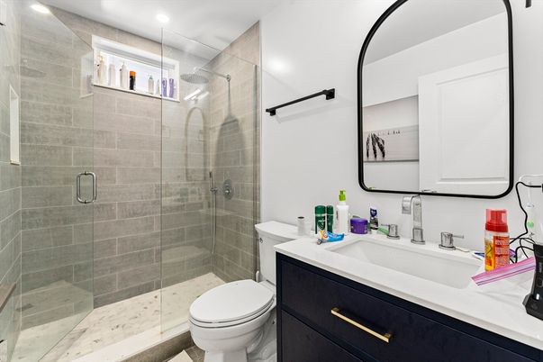 Bathroom, Glass Shower, Interior, Recessed Lighting