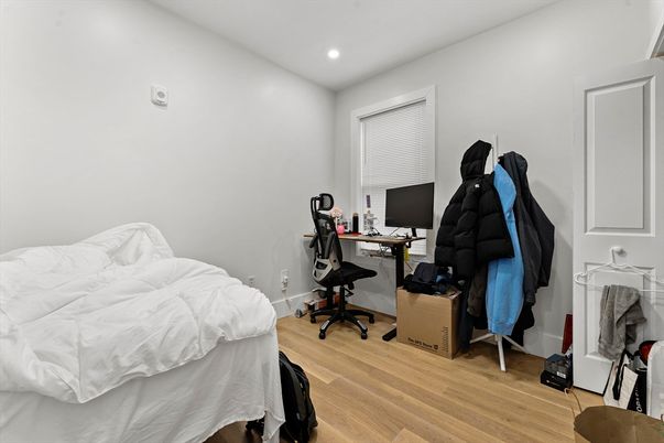 Bedroom, Home Office, Interior, Recessed Lighting, Wood Texture Flooring