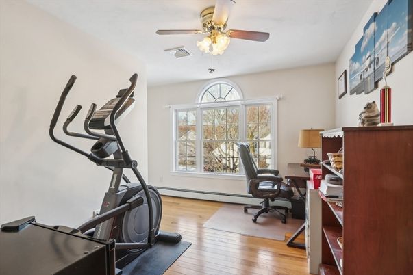 Fitness Equipment, Home Office, Interior, Wood Texture Flooring