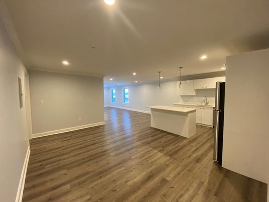 Interior, Kitchen, Pendant Lights, Recessed Lighting, Wood Texture Flooring