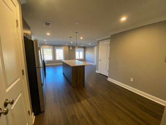 Interior, Kitchen, Pendant Lights, Recessed Lighting, Wood Texture Flooring