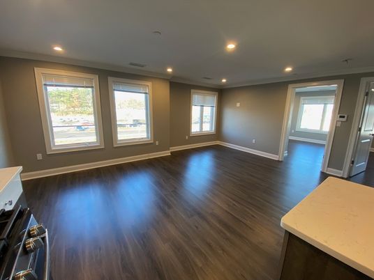 Empty room, Interior, Recessed Lighting, Wood Texture Flooring