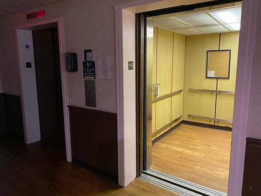 Elevator, Interior, Wood Texture Flooring