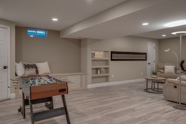 Game Room, Interior, Recessed Lighting, Wood Texture Flooring