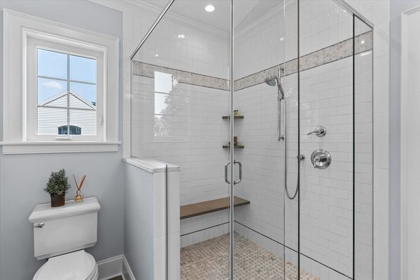 Bathroom, Glass Shower, Interior, Recessed Lighting