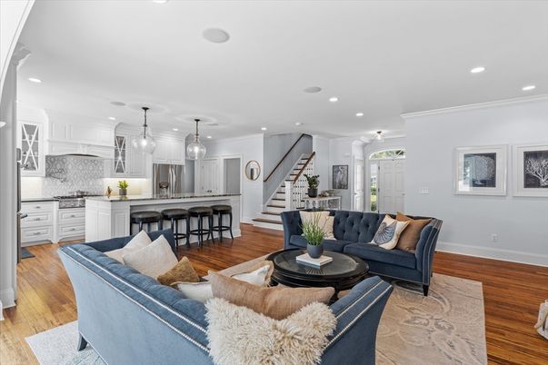 Interior, Kitchen, Living room, Pendant Lights, Recessed Lighting, Stainless Steel Appliances, Wood Texture Flooring