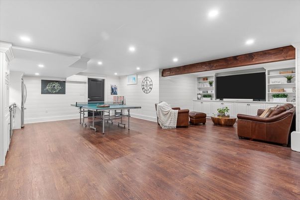 Game Room, Interior, Recessed Lighting, Wood Texture Flooring