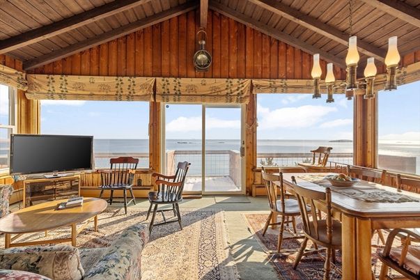 Dining room, Interior, Living room, Water, Wooden Beams, Wooden Ceilings, Wood Texture Flooring