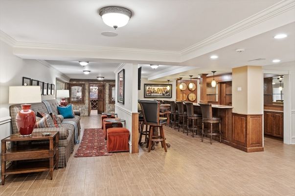 Interior, Living room, Pendant Lights, Recessed Lighting, Wood Texture Flooring