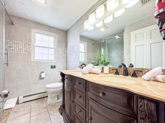 Bathroom, Glass Shower, Interior, Marble Walls