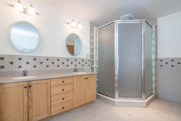 Bathroom, Dual Sink Vanities, Glass Shower, Interior