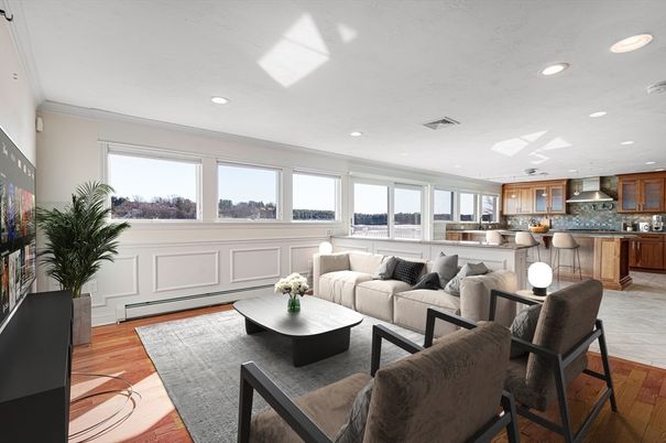 Interior, Kitchen, Living room, Recessed Lighting, Wood Texture Flooring