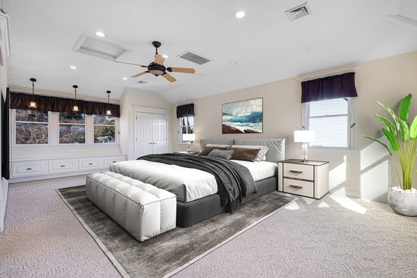Bedroom, Interior, Pendant Lights, Recessed Lighting