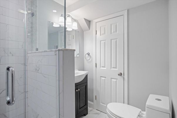 Bathroom, Glass Shower, Interior, Marble, Marble Walls