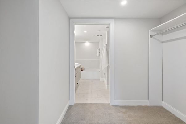 Bathroom, Interior, Marble, Recessed Lighting