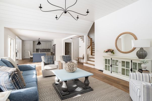 Interior, Kitchen, Living room, Pendant Lights, Wood Texture Flooring