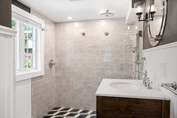 Bathroom, Glass Shower, Interior, Recessed Lighting