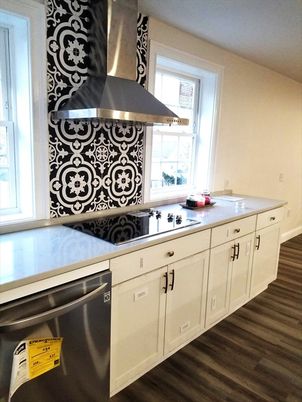 Interior, Kitchen, Stainless Steel Appliances, Wood Texture Flooring