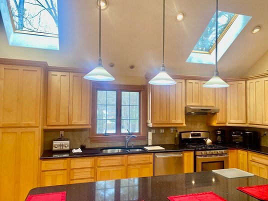 Interior, Kitchen, Pendant Lights, Recessed Lighting, Stainless Steel Appliances