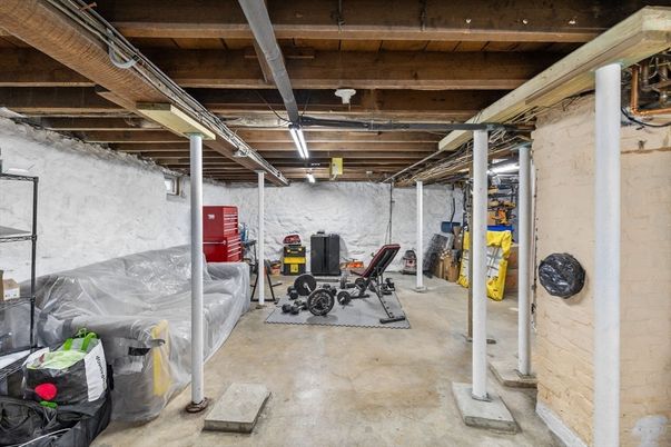 Fitness Equipment, Interior, Stone Walls, Wooden Beams