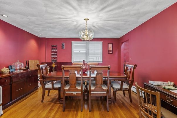 Chandelier, Dining room, Interior, Recessed Lighting, Wood Texture Flooring