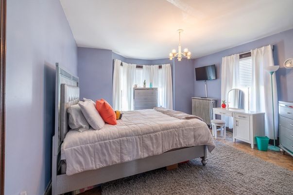 Bedroom, Chandelier, Interior, Wood Texture Flooring