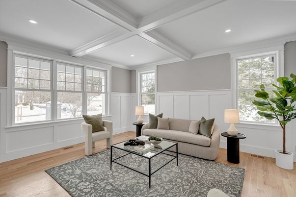 Interior, Living room, Recessed Lighting, Wood Texture Flooring