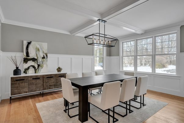 Chandelier, Dining room, Interior, Pendant Lights, Wood Texture Flooring