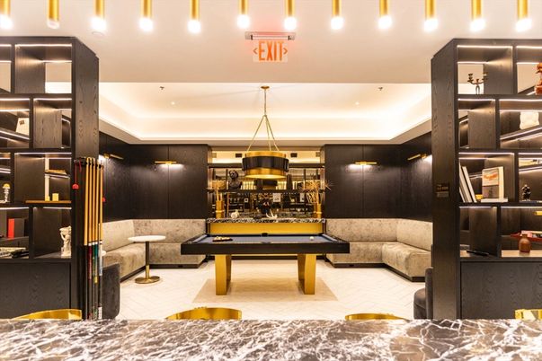 Billiard Table, Chandelier, Game Room, Interior, Pendant Lights, Recessed Lighting