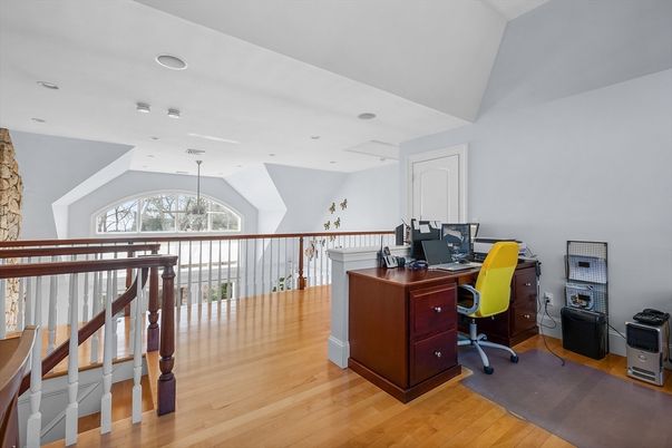 Home Office, Interior, Recessed Lighting, Wood Texture Flooring