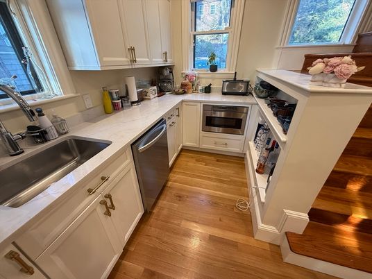 Interior, Kitchen, Stainless Steel Appliances, Wood Texture Flooring