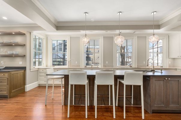 Chandelier, Interior, Kitchen, Pendant Lights, Recessed Lighting, Wood Texture Flooring