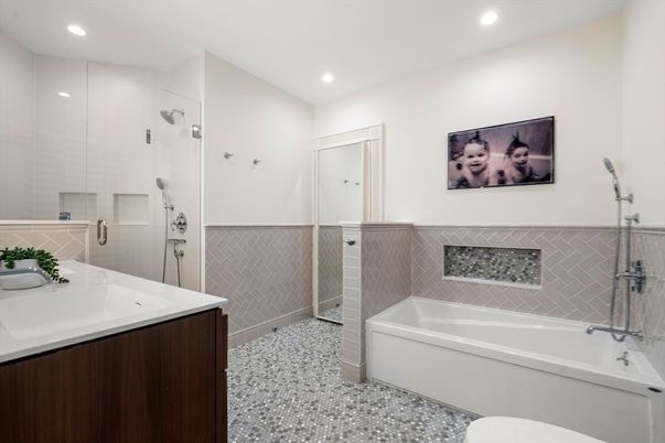Bathroom, Glass Shower, Interior, Recessed Lighting